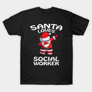 Santa Loves Social Worker Christmas T-Shirt